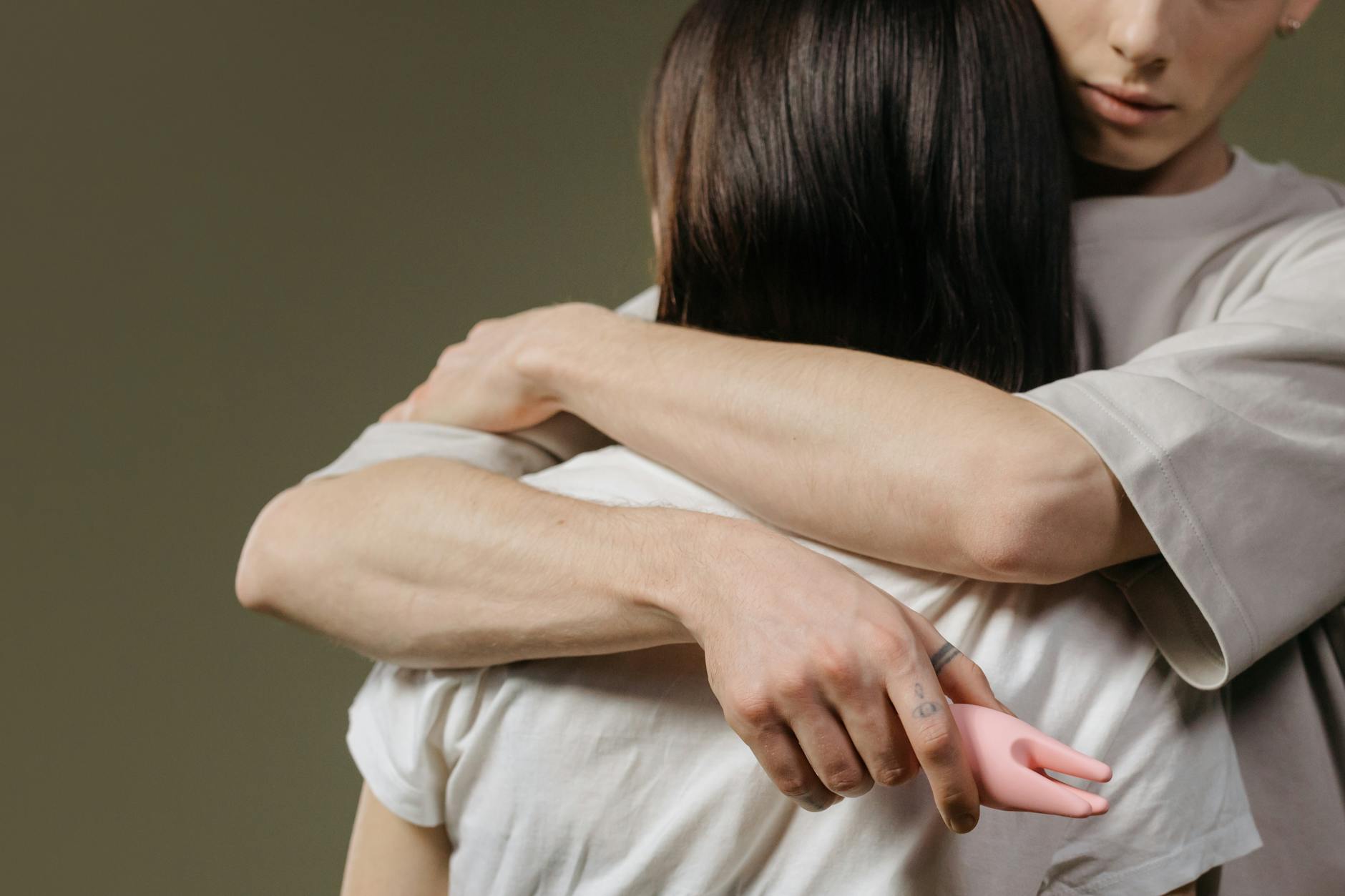 A couple embracing closely, showing intimacy and emotional connection